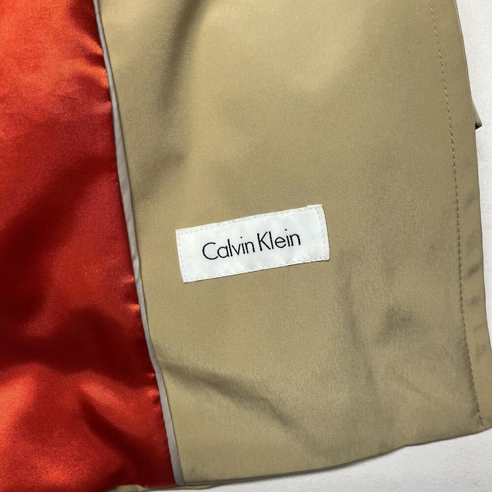 Calvin Klein Beige Double Breasted Belted Trench Coat Red - Picture 12 of 13